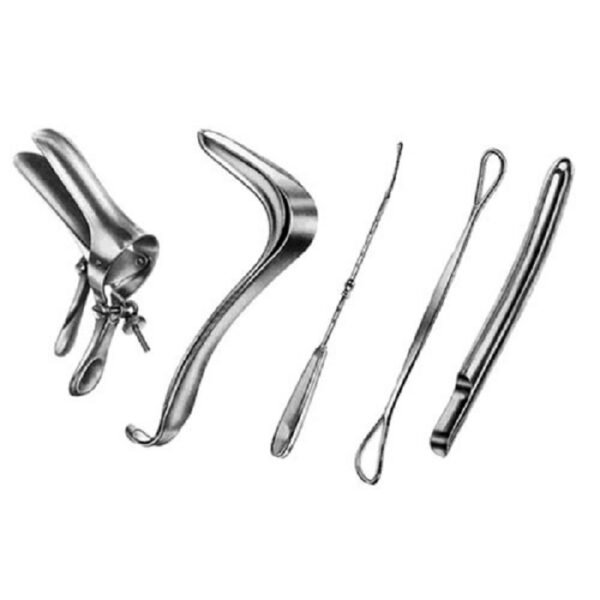 Gynaecology Instruments 5 Pcs Set In Stainless Steel