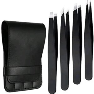Eyelash tweezers in Black Color 4 Pcs Set